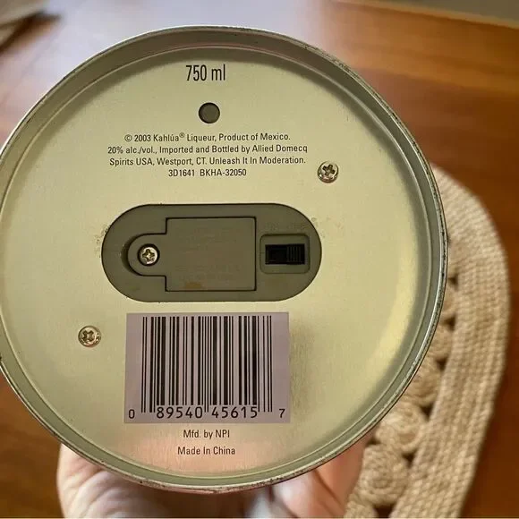 Vintage 2003 KAHLUA 12.5" X 3.5" Round Collectible Tin With Red Interior Light - Picture 12 of 13